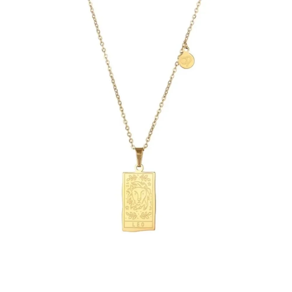 Leo Zodiac Horoscope Sign Tarot Gold Plated Pendant Necklace